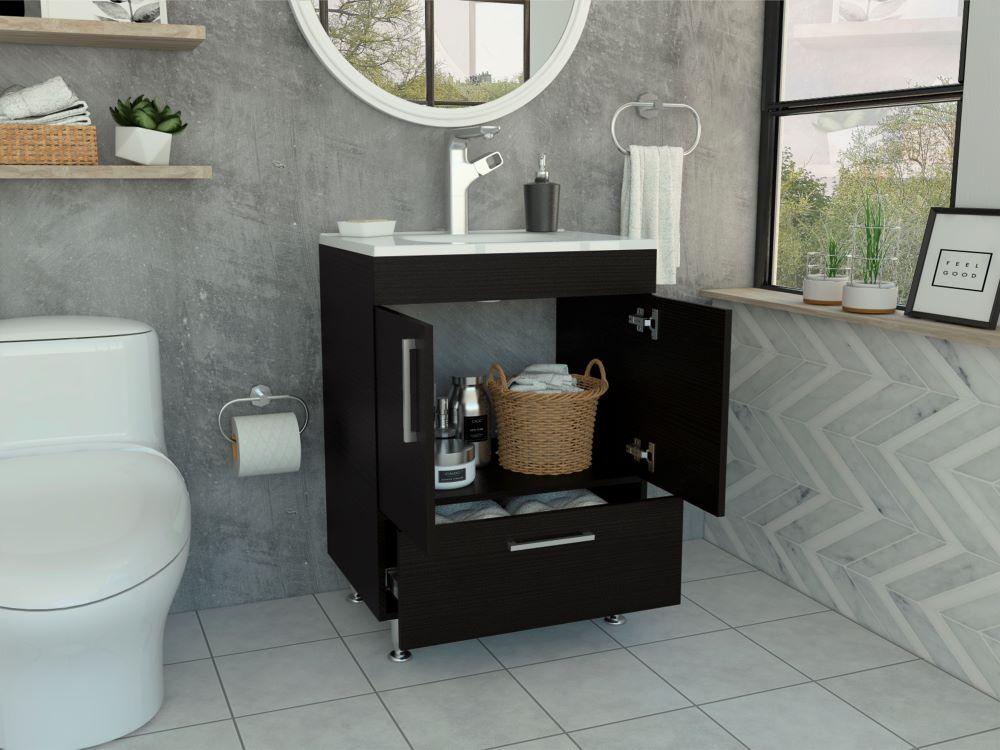 Mueble Lavamanos Homer color Wengue Para Baño.