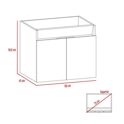 Mueble Lavamanos Udara, Chocolate y Cocoa, con Dos Puertas Batientes 60 - VIRTUAL MUEBLES