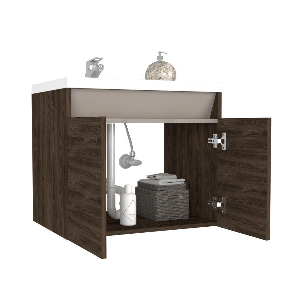 Mueble Lavamanos Udara, Chocolate y Cocoa, con Dos Puertas Batientes 60 - VIRTUAL MUEBLES