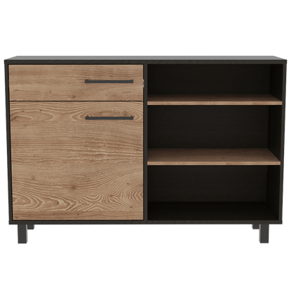 Mueble Multiusos Tiberi color Wengue Y Miel Para Ambientes.