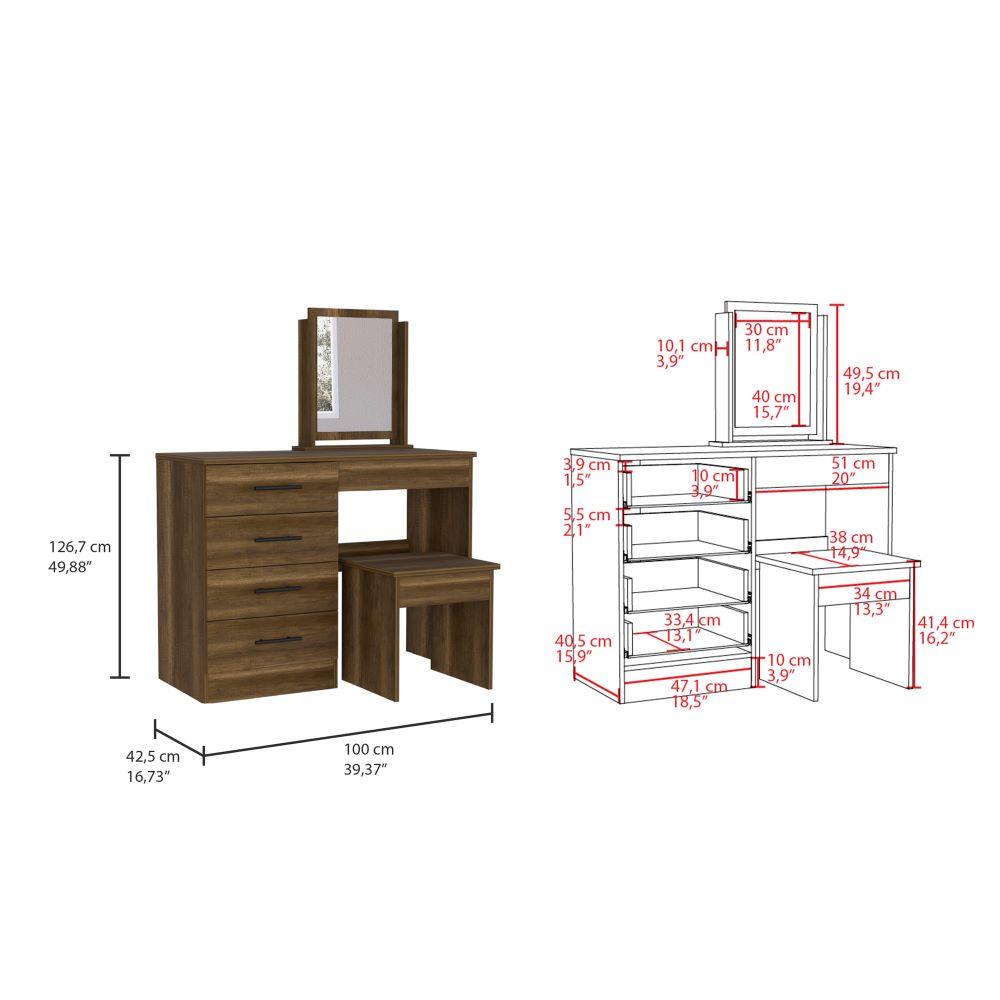 Mueble Tocador Wesley color Caramelo y Wengue para Habitación.