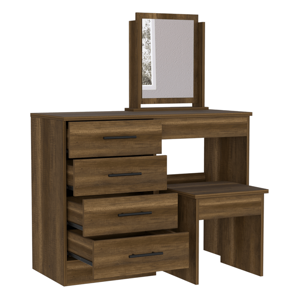 Mueble Tocador Wesley color Caramelo y Wengue para Habitación.