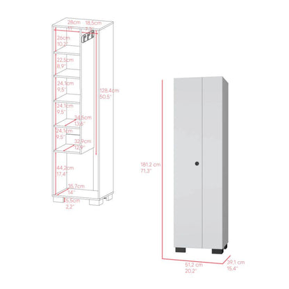 Mueble de Aseo Blake, Blanco, con Gran Espacio Para Almacenar articulos de Aseo y Colgadero de Escobas ZF - VIRTUAL MUEBLES