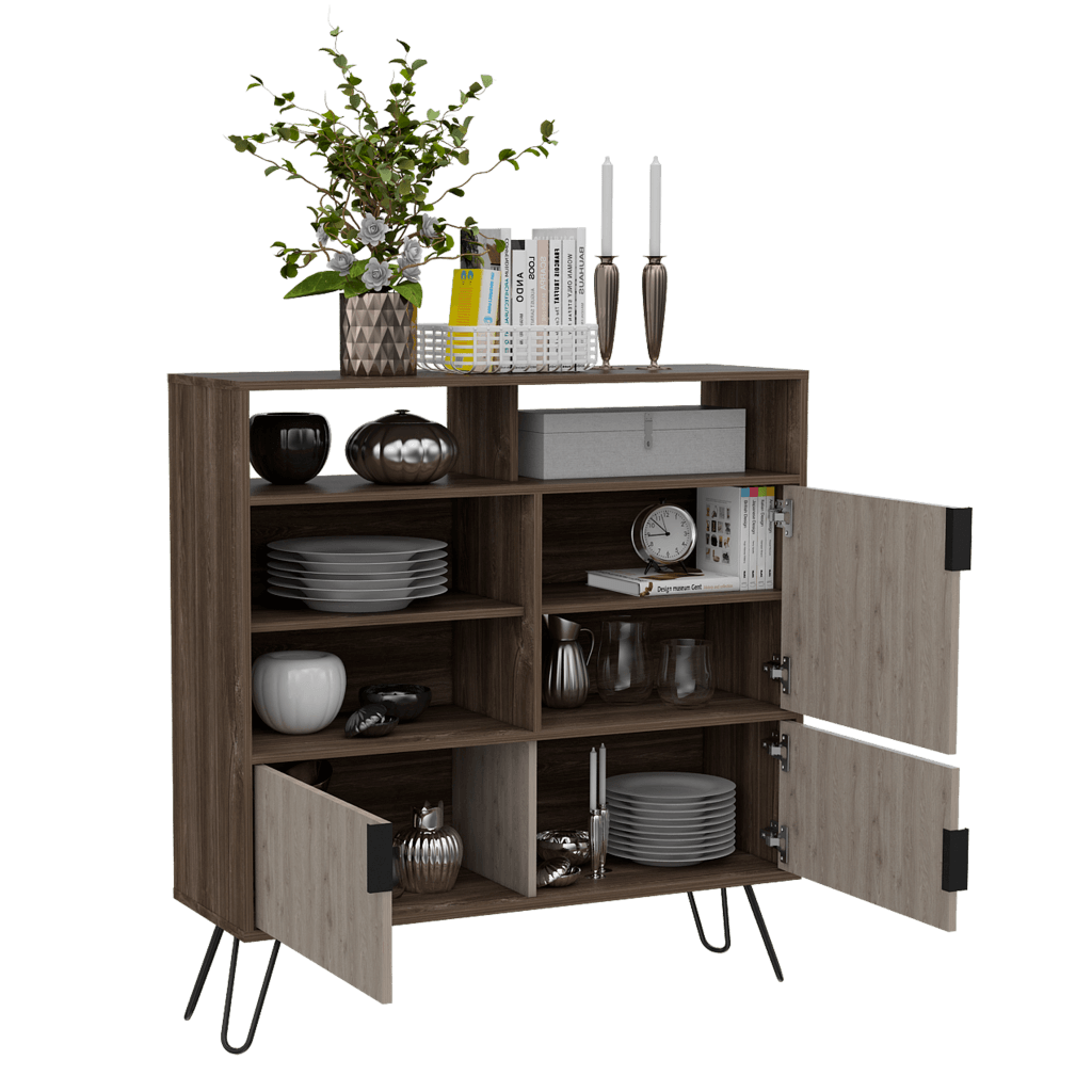 Mueble Organizador Burga color Avellana y Humo para Habitación.