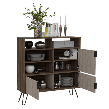 Mueble Organizador Burga color Avellana y Humo para Habitación.