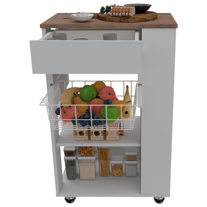 Mueble Organizador de Cocina Carrizal color Blanco y Café claro para Cocina.