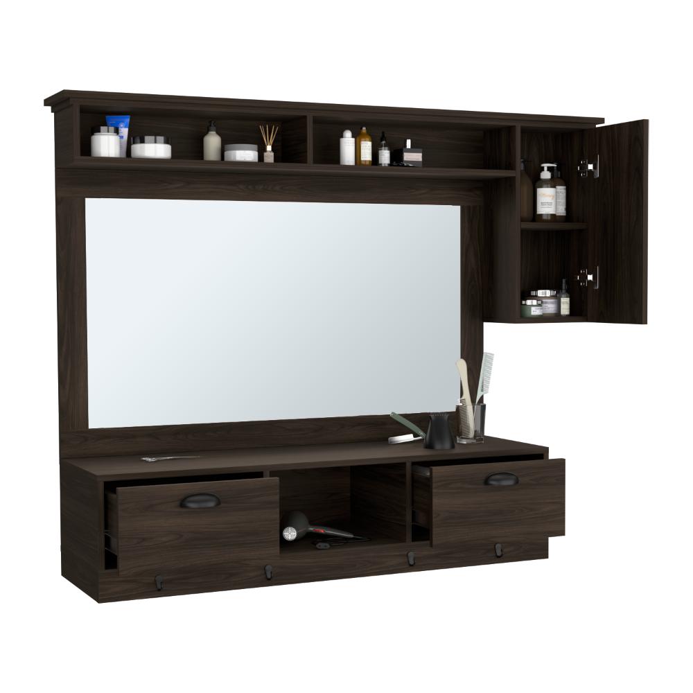 Mueble Tocador o Barberia Walik, Nogal, con dos cajones