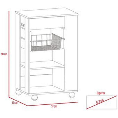 Mueble Organizador de Cocina Carrizal color Blanco y Café claro para Cocina.