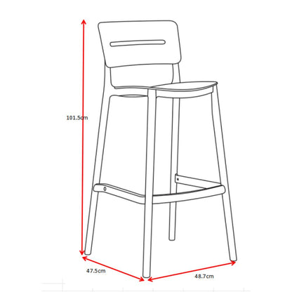 Set de 2 Sillas para Bar Manila, Negro, con Espaldar Rectangular y Diseño Moderno