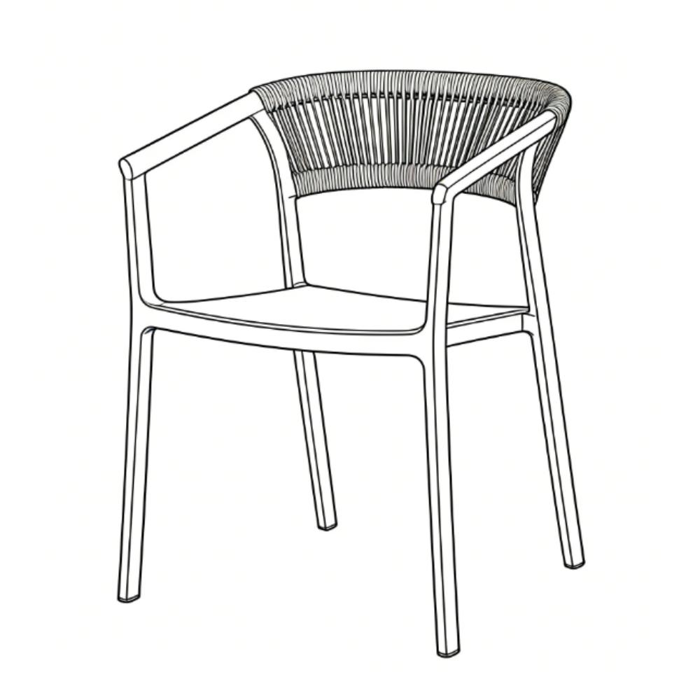 Silla Balí, Negro, con Espaldar en Cuerdas y Diseño Moderno