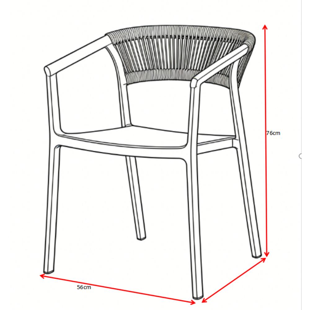 Silla Balí, Gris, con Espaldar en Cuerdas y Diseño Moderno