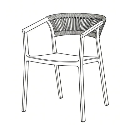 Silla Balí, Gris, con Espaldar en Cuerdas y Diseño Moderno