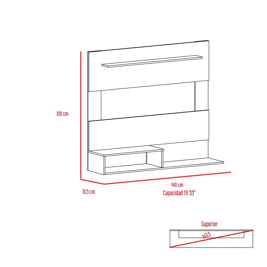 Panel de TV Ascher color Wengue para Sala.