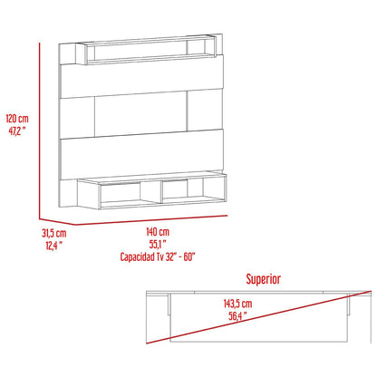 Panel de Tv Chares, Plata Oscuro y Macadamia, con Espacio Para Televisor de Hasta 55 Pulgadas - VIRTUAL MUEBLES