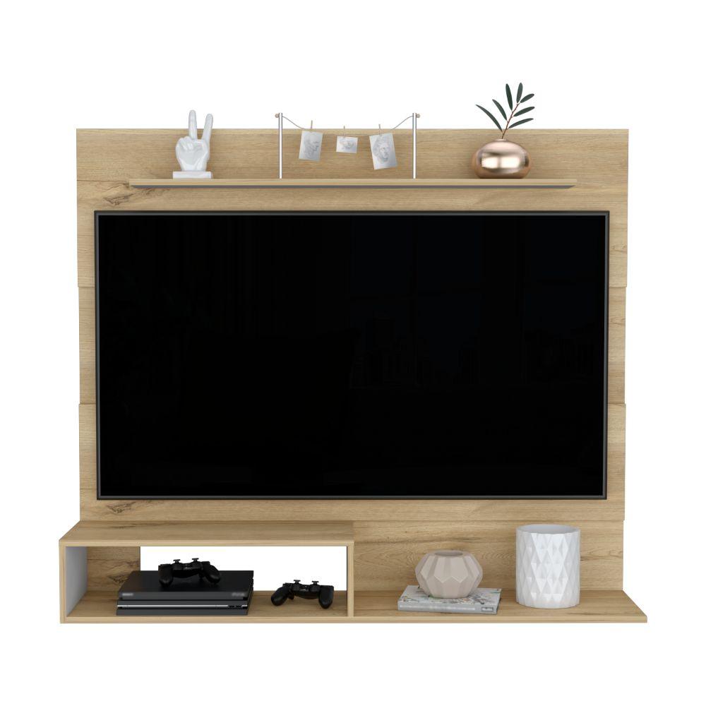 Panel de Tv Ascher, Café Claro y Blanco Duqueza, con Espacio Para Televisor de Hasta 55 Pulgadas - VIRTUAL MUEBLES