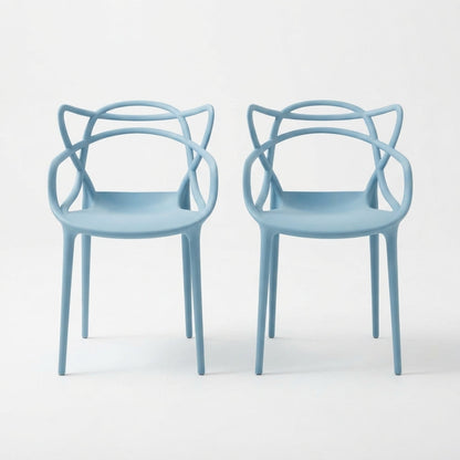 Set de 2 Sillas Palermo, Color Azul Claro, con Espaldar y Diseño Moderno