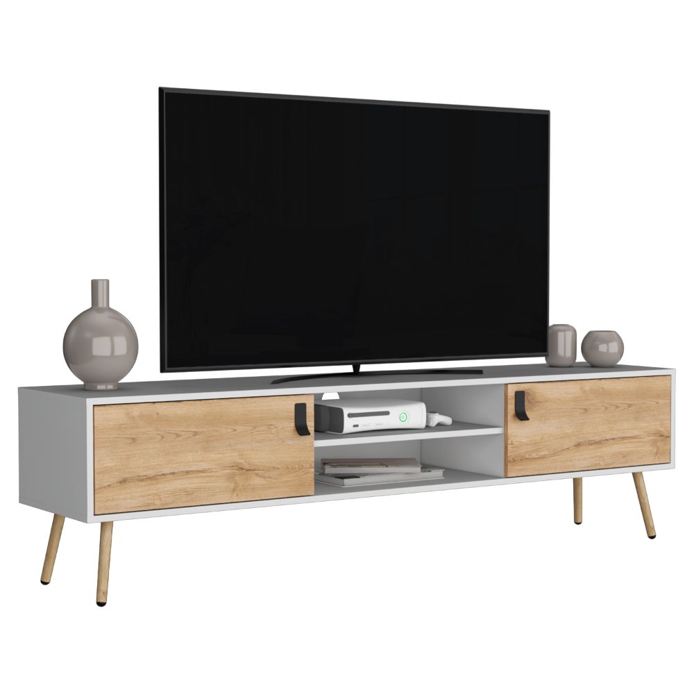 Mesa para TV Huna, Macadamia y Blanco, capacidad para TV de 75''