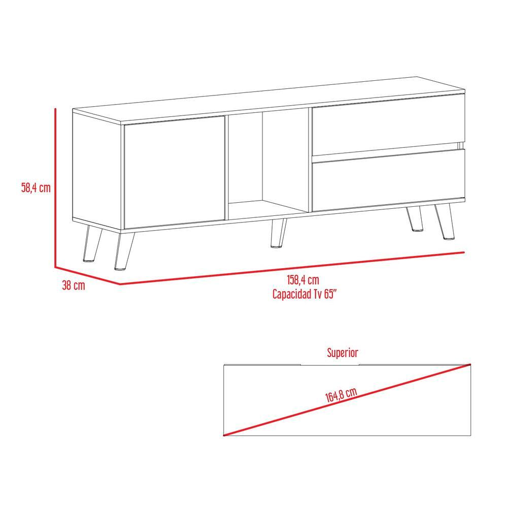 Mesa Para Tv Nashira, Nogal y Plata Oscuro, con Espacio Para Televisor de Hasta 65 Pulgadas - VIRTUAL MUEBLES