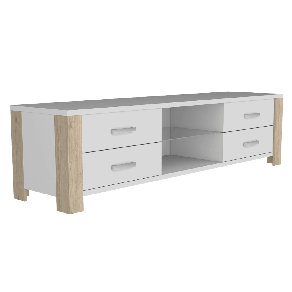 Mesa para TV Málaga color Blanco y Beige para Sala.