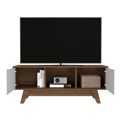 Mesa de Tv Rizzo, Castaño y Blanco Duqueza, con Espacio Para Televisor - VIRTUAL MUEBLES