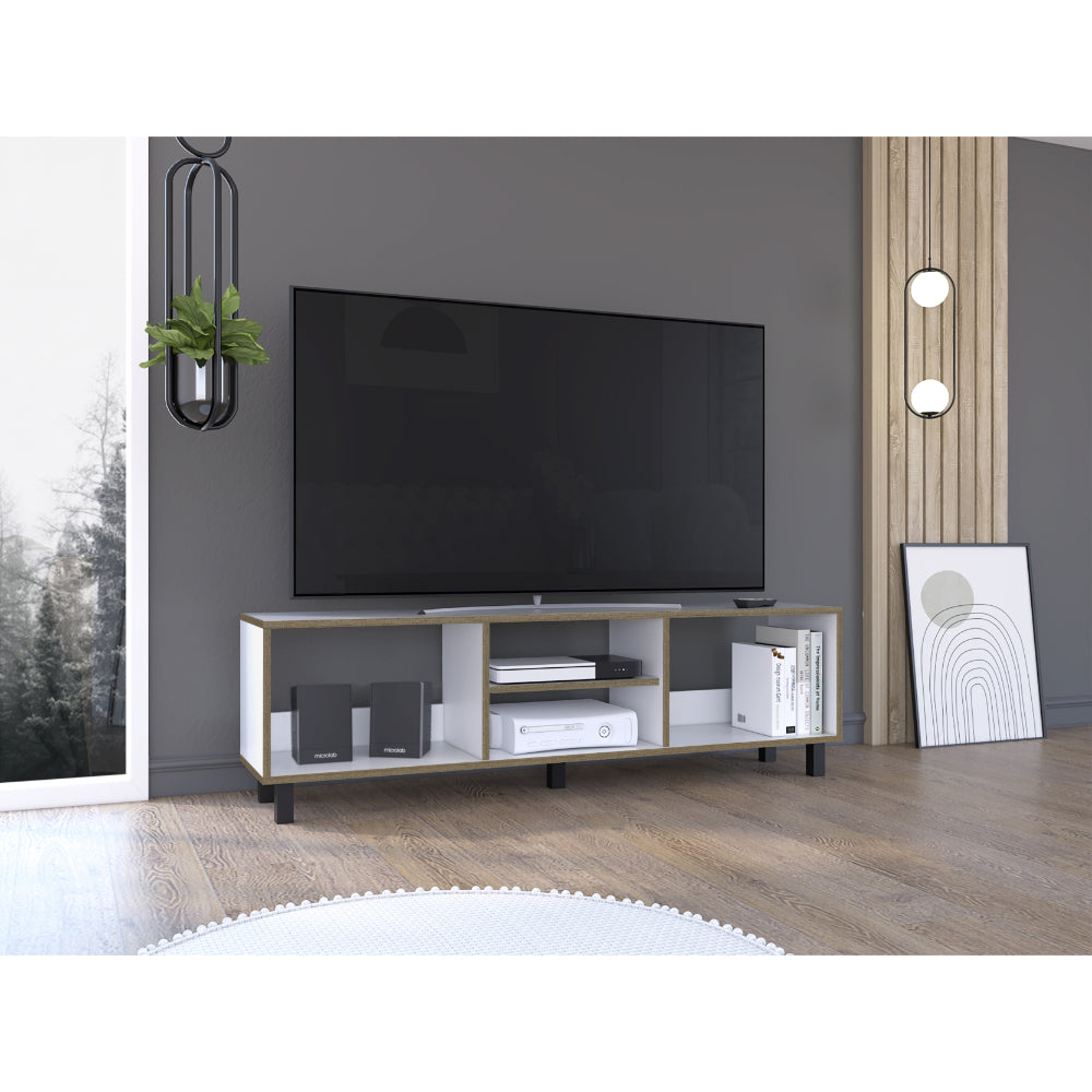 Mesa Para Tv Tunez, Blanco y Café Oscuro, Para Televisor Hasta 70 Pulgadas