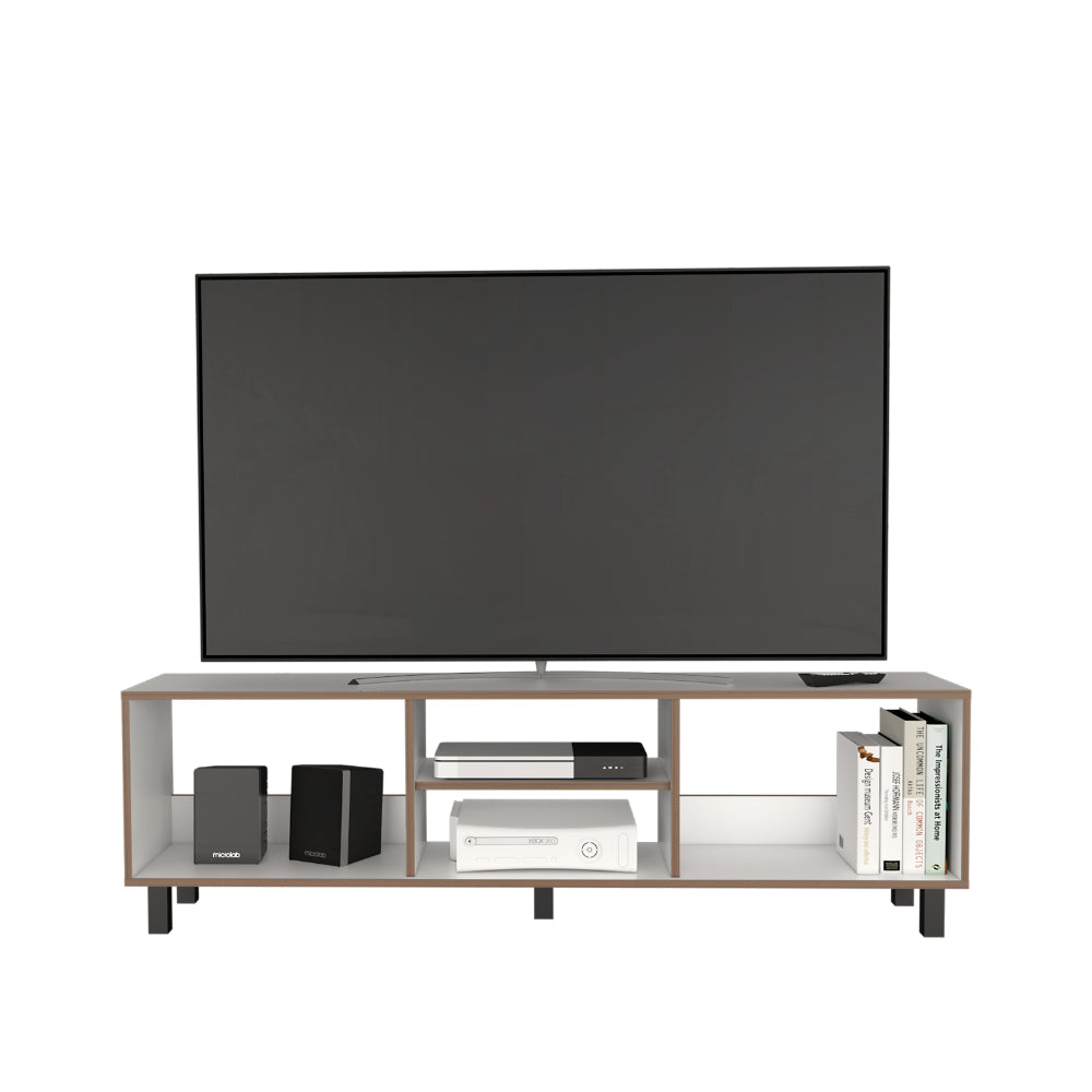 Mesa Para Tv Tunez, Blanco y Café Oscuro, Para Televisor Hasta 70 Pulgadas