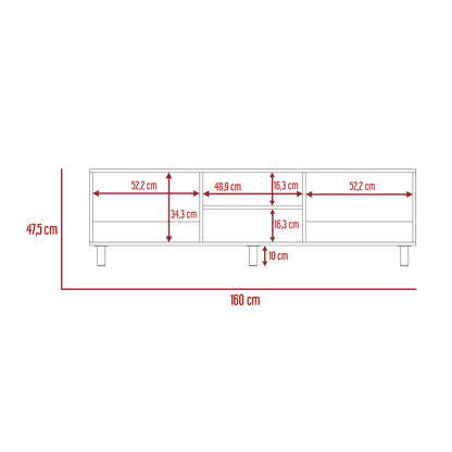 Mesa Para Tv Tunez, Blanco y Café Oscuro, Para Televisor Hasta 70 Pulgadas