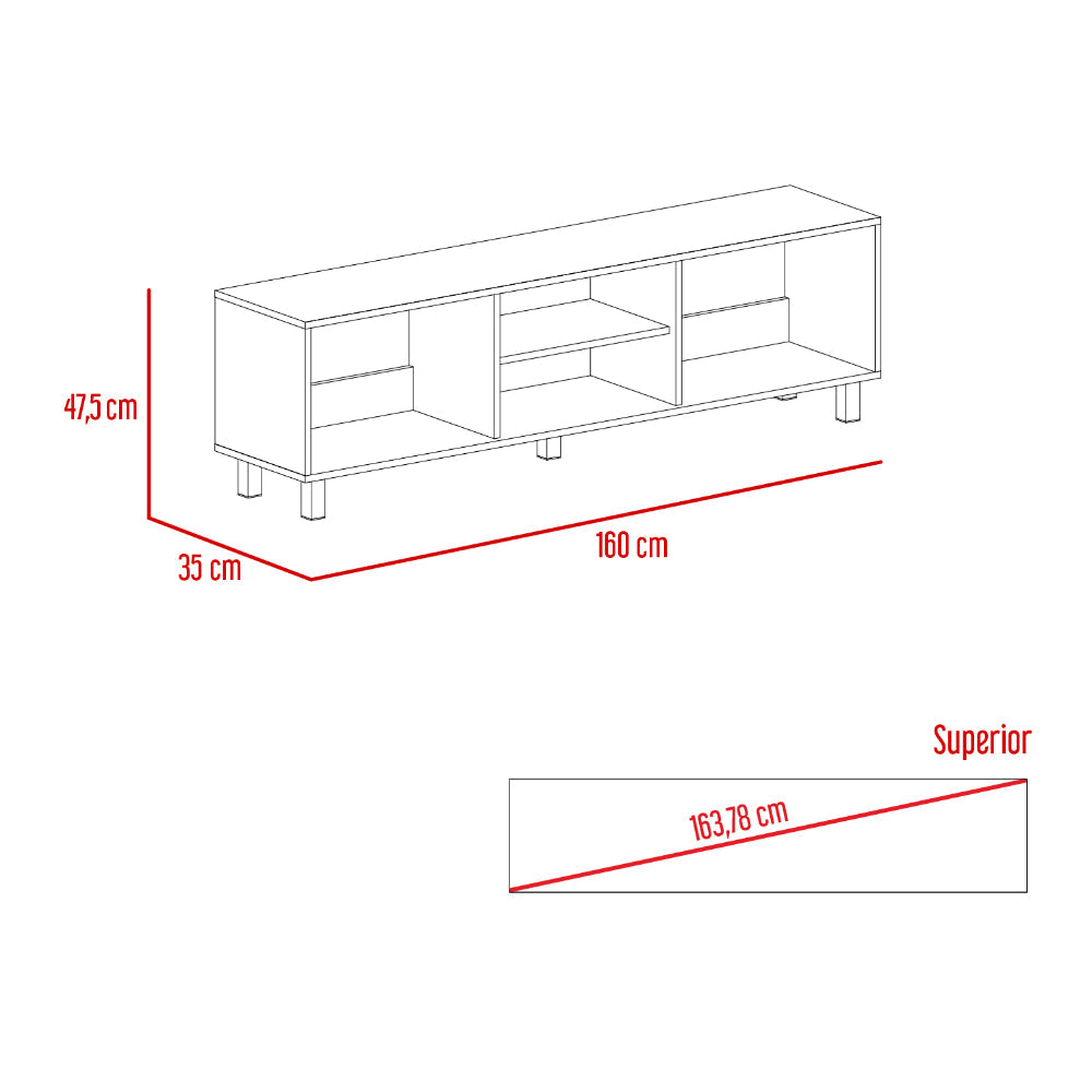 Mesa Para Tv Tunez, Blanco y Café Oscuro, Para Televisor Hasta 70 Pulgadas