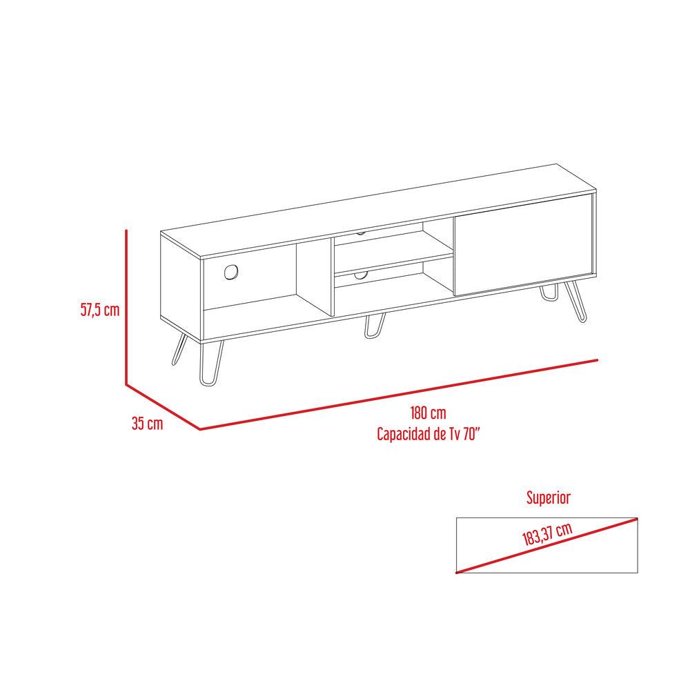 Mesa Para Tv Telmo, Nogal, con Espacio Para Tv Hasta de 75 Pulgadas ZF - VIRTUAL MUEBLES