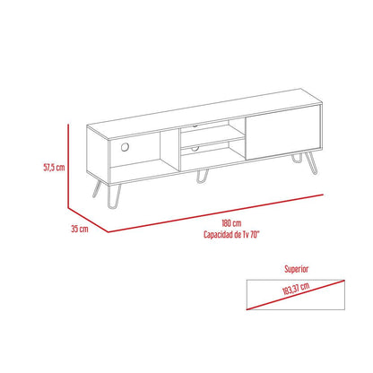 Mesa Para Tv Telmo, Nogal, con Espacio Para Tv Hasta de 75 Pulgadas ZF - VIRTUAL MUEBLES