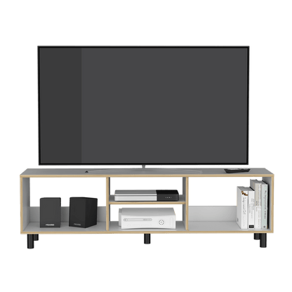 Mesa Para Tv Tunez Blanco y Café Claro Para Televisor Hasta 70 Pulgadas - VIRTUAL MUEBLES