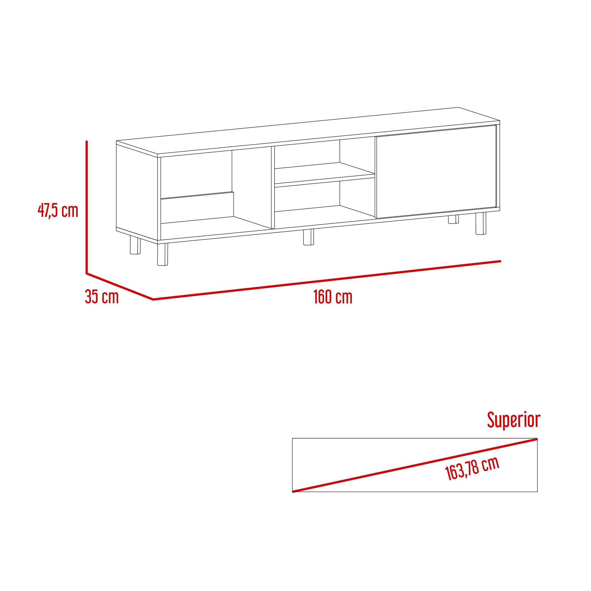 Mesa Para Tv Tunez Blanco y Café Claro Para Televisor Hasta 70 Pulgadas - VIRTUAL MUEBLES