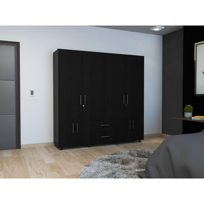 Closet Rose, Wengue, con Dos Cajones y Ocho Puertas Abatibles - VIRTUAL MUEBLES