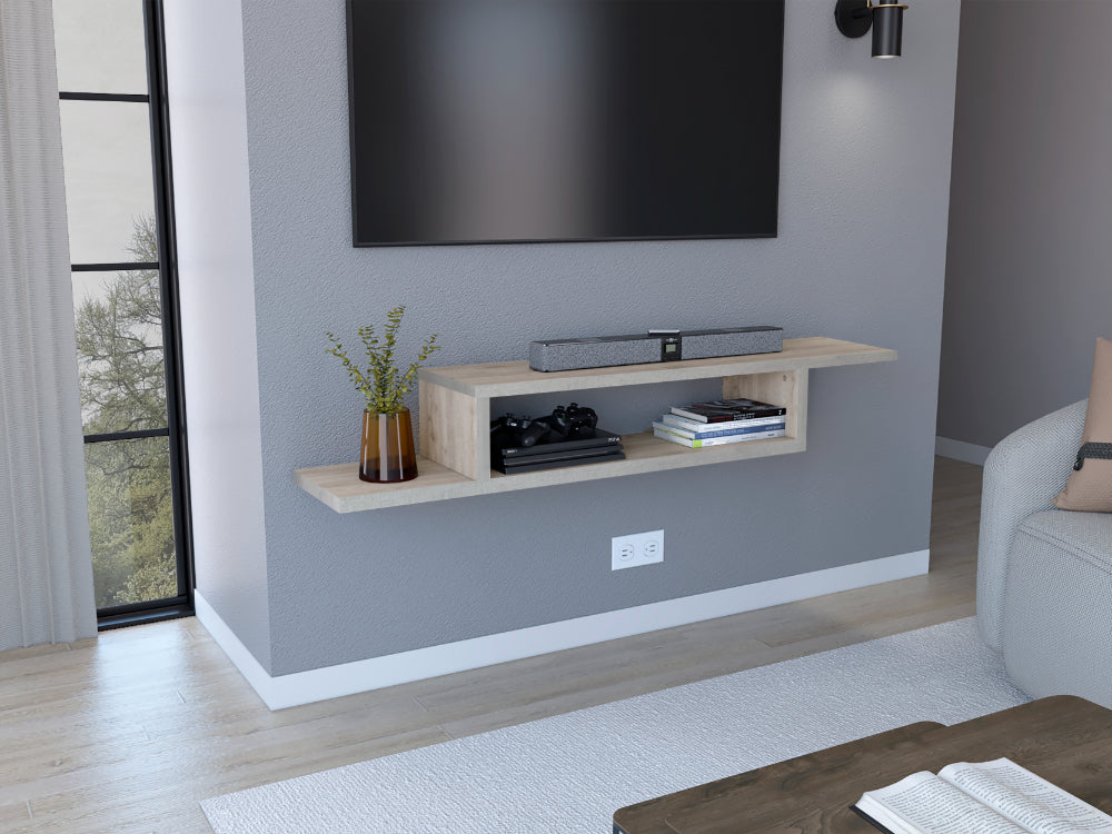 Mesa Para Tv Flotante Dilix, Humo, con superficie para objetos decorativos