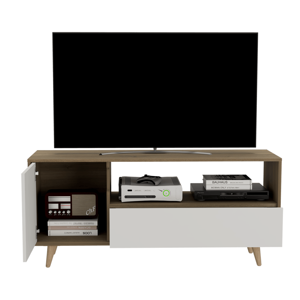 Mesa para TV Tarawa color Moca y Blanco para Sala.