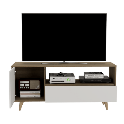 Mesa para TV Tarawa color Moca y Blanco para Sala.