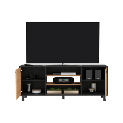 Mesa Para Tv Wesley, Wengue y Miel, con Espacio Para Televisor de 65 Pulgadas ZF - VIRTUAL MUEBLES