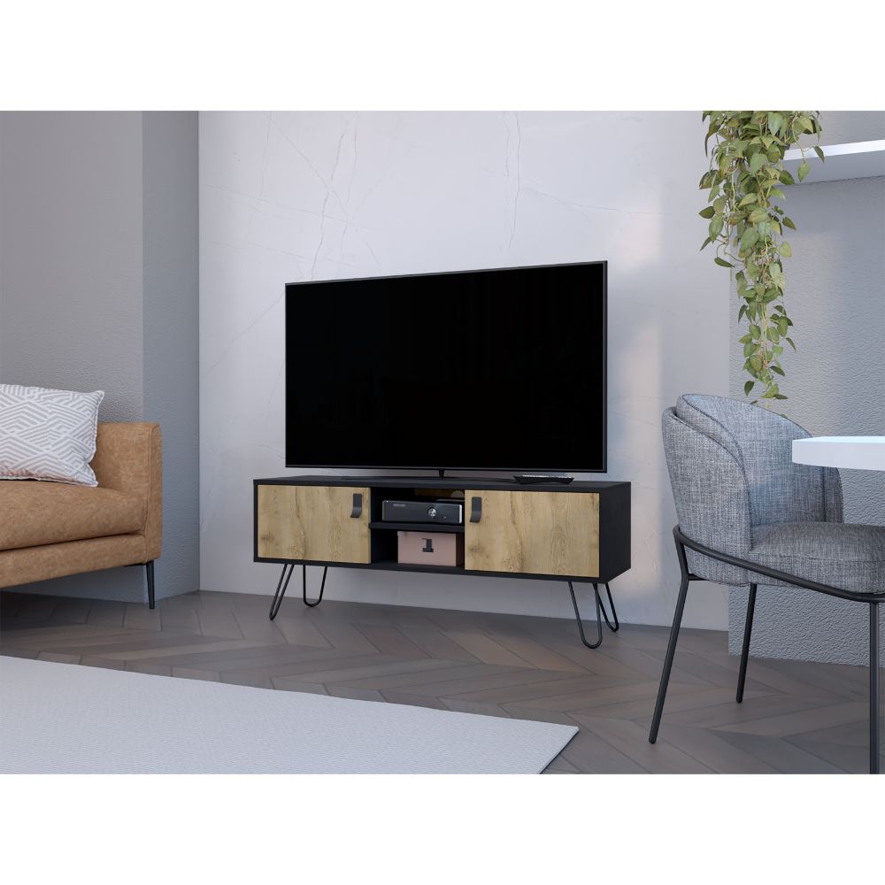 Mesa para TV Huna, Macadamia y Wengue, capacidad para TV de 50''