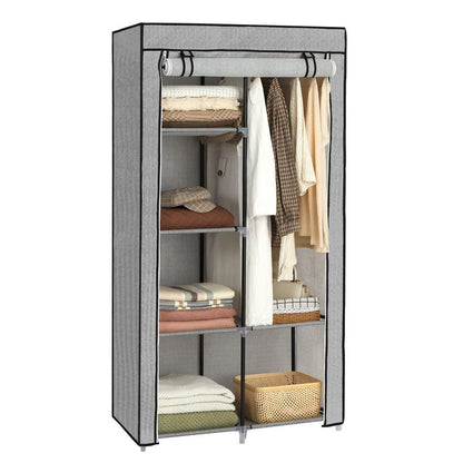 Clóset Portátil Jean, Gris, Variedad de Entrepaños en Tela