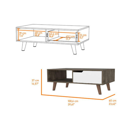 Mesa de Centro Raichel color Nogal y Blanco para Sala.