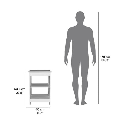 Mesa Auxiliar Baylot, Blanco, con espacios para colocar objetos decorativos