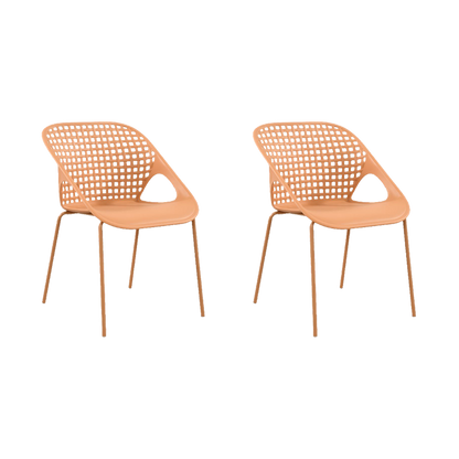 Juego de Comedor Fodi · Mesa Redonda + 2 Sillas · Naranja