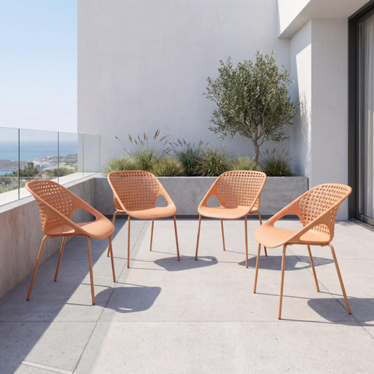 Set de 4 Sillas Senit con Brazos, Color Naranja, con Espaldar y Diseño Moderno