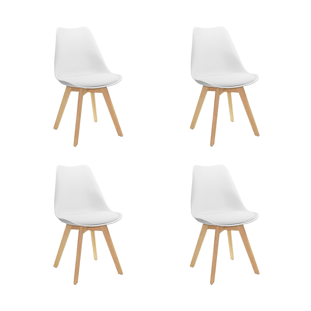 Juego de Comedor Polo · 4 Sillas · Blanco y Café Claro