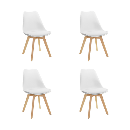 Juego de Comedor Polo · 4 Sillas · Blanco y Café Claro