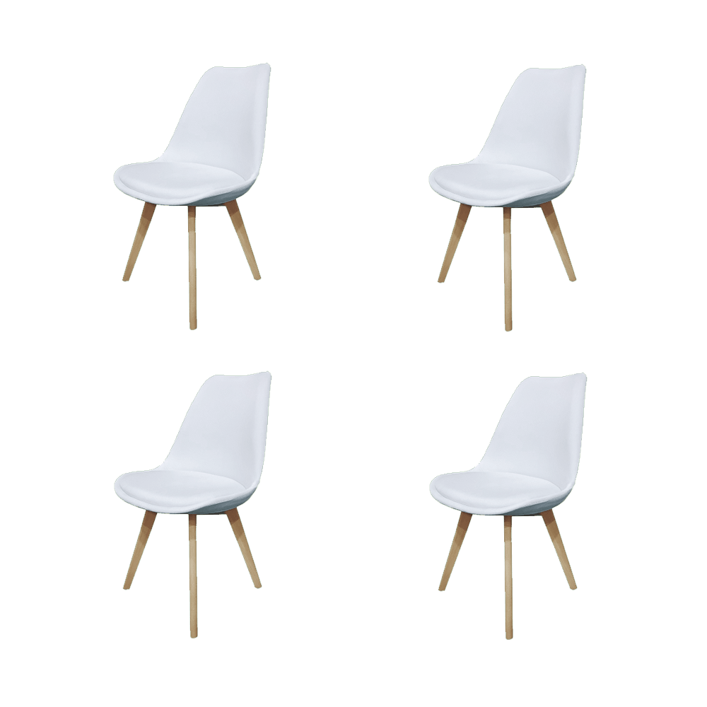 Juego de Comedor Bow · 4 Sillas · Blanco y Café Claro