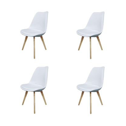 Juego de Comedor Bow · 4 Sillas · Blanco y Café Claro