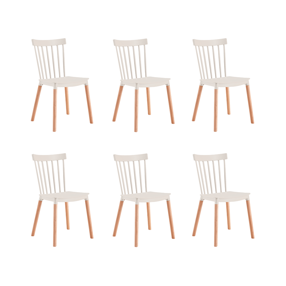 Juego de Comedor Velasca · 6 Sillas · Blanco y Café Claro