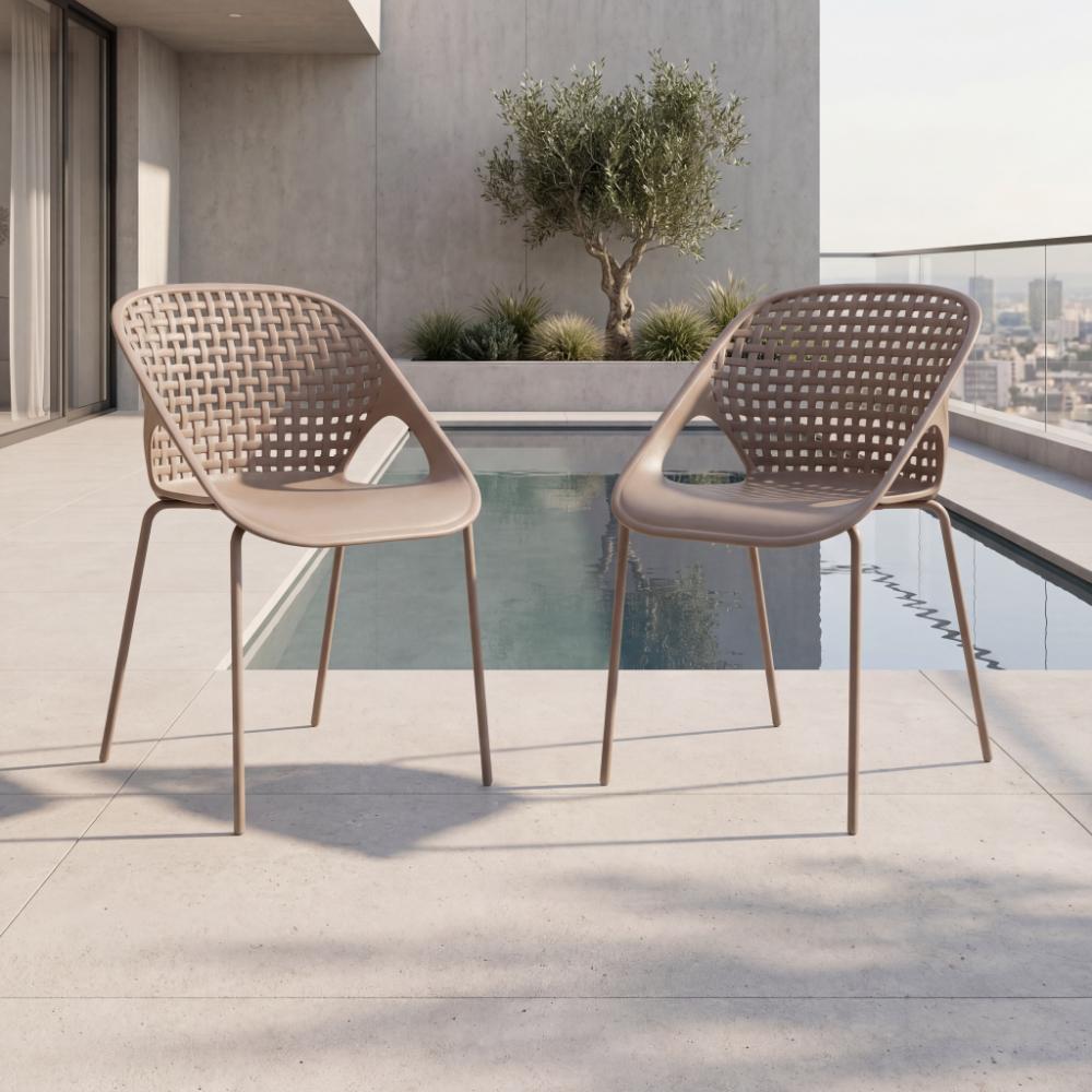 Set de 2 Sillas Senit con Brazos, Color Taupe, con Espaldar y Diseño Moderno