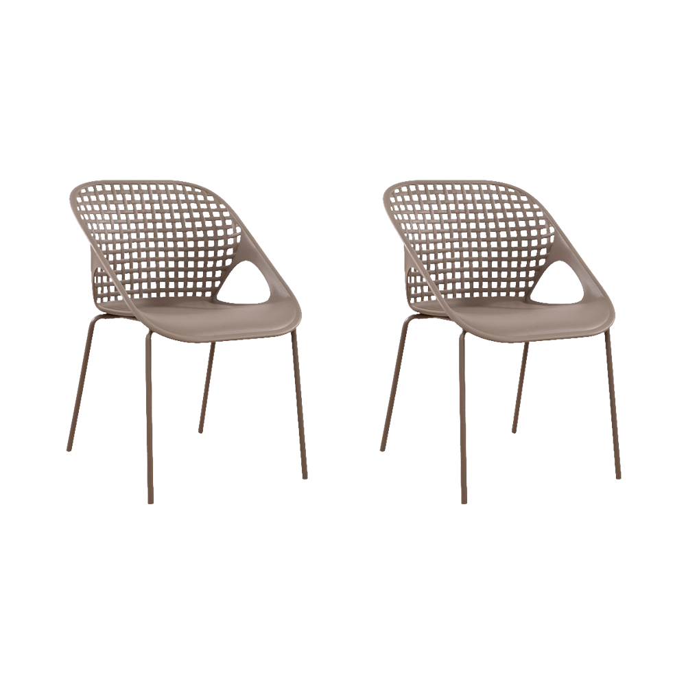 Juego de Comedor Danis · Mesa Redonda + 2 Sillas · Taupe